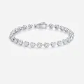Minimalist S925 sterling silver bubble bracelet set with 4mm moissanite stones - 4.0mm/0.3ct Bubble Chain Bracelet (With GRA & Box) / 925 Silver (165MM)