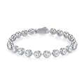 Bracelet Moissanite minimaliste avec placage en argent S925 et pierres rondes - Moissanite 3,0 mm (L15872) / 16.5cm