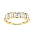 Detailed macro view of S925 sterling silver stamp on 18K gold plated emerald cut ring - US Size 5 / Single Ring / Gold Moissanite Ring