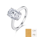 Classic 925 silver ring featuring an oval-cut moissanite stone and GRA certificate - US Size 5 / Oval Moissanite With GRA Certificate / Silver