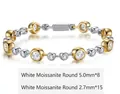 Two-tone 925 silver bubble bracelet with 5mm and 2.7mm moissanite stones in gold and silver - Two-tone Gold Silver With 23 Moissanite Stones (L15789) / 925 Silver (18cm)