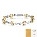 Two-tone S925 sterling silver bubble bracelet with sparkling moissanite stones - Two-tone Gold Silver With 23 Moissanite Stones (With GRA Certificate) (L15789) / 925 Silver (18cm)