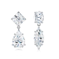 Elegant s925 silver water drop earrings featuring sparkling pear and marquise cut moissanite - Moissanite / Silver