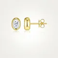 Élégantes boucles d'oreilles ovales en moissanite or et argent 925 avec finition polie - Moissanite 4*6mm / Argent 925 Plaqué Or K