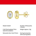 Elegantes pendientes de moissanita ovalada dorada en plata 925 con acabado pulido fino - Moissanita 4*6mm / Plata 925 Chapada en Oro K