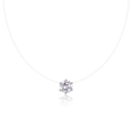 Minimalistische 925 Silber Moissanit Kette mit unsichtbarer transparenter Angelschnur - Sechskrallen-Unsichtbare-Linie-Stil / Moissanit 0,5 Karat