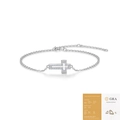 925 silver moissanite cross bracelet with double hollow design and GRA certificate - Small Moissanite Cross (With GRA Certificate) (L15450) / Adjustable Length