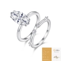 S925 Sterling Silber Ring-Set mit Moissanit im Marquise-Schliff und Beisteckring - US Größe 5 / Marquise Moissanit R15330 Stil (Mit GRA-Zertifikat) (2-teiliges Set)