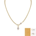 Elegante collar de plata S925 dorada con colgantes de moissanita y certificado GRA - Plata 925 Chapada en Oro / Moissanita de Piedras Múltiples (Con Certificado GRA) (N15147)