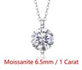 Minimalist 1ct moissanite necklace with 6.5mm silver mermaid tear pendant charm - N13599 Style (Silver Chain Included) / 1 ct