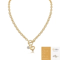 Collar de plata S925 dorada con un dije de corazón y un colgante de moissanita brillante - Plata 925 Chapada en Oro / 1 Quilate Moissanita (Con Certificado GRA) (N15124)