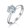Anello di fidanzamento in argento S925 con sei griffe e diamante tondo taglio brillante - Taglia US 9 / 1 Carato / 6,5mm