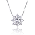 Elegante collana con ciondolo a girasole in argento 925 con cristalli scintillanti - 0.5 ct