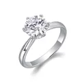 Anello classico in argento 925 con montatura a sei griffe e pietra rotonda - Taglia US 9 / 3 Carati / 9,0mm