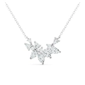 Elegant silver necklace with cluster pear and round cut crystals in a floral design - 12 N16350 Moissanite Beads / Necklace Length 40+5cm