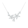Elegant silver necklace with pear-cut moissanite stones in a floral leaf design - N16393 Moissanite Pear Shape 5*7+13 Pieces / Necklace Length 40+5cm