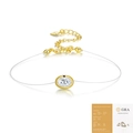 Bracciale in argento S925 placcato oro con moissanite ovale e catena regolabile - Stile Linea Invisibile con Certificato (L16237) / Moissanite 5x7mm