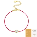 Bracciale filo rosso minimalista con moissanite e ciondolo cuore in argento dorato - Stile Cordino Rosso con Certificato (L16238) / Moissanite 5x7mm