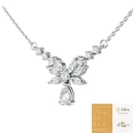 Moissanite butterfly necklace in S925 sterling silver with pear-shaped stone - N16328 Moissanite Pear-shaped 5*8+13 Beads (with Gra Certificate) / Necklace Length 40+5cm
