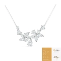 Elegant silver moissanite necklace featuring leaf cluster design with GRA certificate - Necklace Length 40+5cm / N16393 (Pear 5*7 Moissanite + 13 Stones) With GRA Certificate
