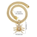Detailed dimensions of iced out gold spider pendant and 20-inch Cuban chain link - Pendant + Cuban Chain / Gold Spider