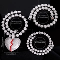 Hip-hop iced out heart pendant necklace set with crystal cuban chain for fashion jewelry - Silver Broken Heart Set