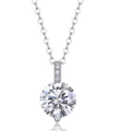 Silber 925 Moissanit Halskette mit rundem Stein und glitzernder Öse an einer Gliederkette - P13644 Pave-Schlaufe Silberkette-Stil / 2ct Moissanit