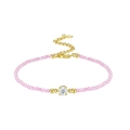 Bracciale di perle rosa sfaccettate con chiusura in argento S925 dorato e moissanite - Argento 925 (16+5cm) / Moissanite (50 Punti) + Perla Rosa (2)