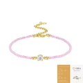 Elegante bracciale in argento S925 placcato oro con perline rosa e pietra moissanite centrale - Argento 925 (16+5cm) / Moissanite (50 Punti) + Perla Rosa (2) (Con Certificato GRA)