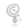 Dimensions du collier couronne argentée avec chaîne cubaine de 50 cm sertie de strass - Pendentif Seul Couronne Diamant / Argent