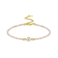 Bracciale con perle rosa sfaccettate e moissanite centrale in argento S925 placcato oro - Argento 925 (16+5cm) / Moissanite (50 Punti) + Perla Rosa Chiaro (3)