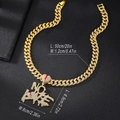 Iced out gold cuban link necklace with NO LOVE broken heart pendant for hip hop style - Gold Heart Clasp No Love Pendant + Necklace