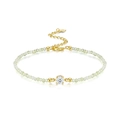 Elegant gold-plated S925 silver bracelet with light green faceted beads and moissanite - 925 Silver (16+5cm) / Moissanite (50 Points) + Light Green Bead (6)