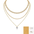 Gelaagde gouden ketting met grove schakels en ronde moissanite hanger inclusief certificaat - Moissaniet 2ct (Met GRA-certificaat)