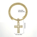 Collana tennis hip hop con ciondolo a croce ghiacciato in oro, lunghezza 50cm - Pendaglio Croce Oro + Catena Tennis 4mm 20 pollici