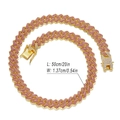 50cm goldene Cuban Link Kette mit rosa Strasssteinen und sicherem Verschluss - Armband 8in (20cm) / Gold + Rosa Strass