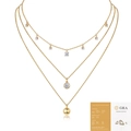 Goudkleurige drielaagse ketting met moissanite hangers en GRA-certificaat - 1ct+1ct+6 Stuks (Met GRA-certificaat)
