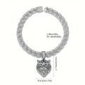 Dimensioni dettagliate della catena cubana e del ciondolo testa di tigre con diamanti - Ciondolo + Catena Cubana / Tigre d'argento