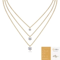 Three-layer gold necklace with GRA certified moissanite pendants on white background - Triple Layered Style (N15317) / 50 Points+1ct+2ct (With GRA Cert)