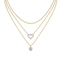 Gelaagde gouden halsketting met hart- en ronde halo-hangers voor damesmode - 50 Punten+54 Stuks