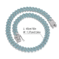 14mm silver-plated Cuban link necklace with light blue rhinestones in 18-inch length - Silver+Blue Zirconia