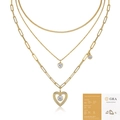 Gelaagde gouden ketting met hart moissanite hanger en trendy paperclip schakels - 1ct+1ct+50 Punten (Met GRA-certificaat)