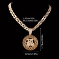 Dettaglio del ciondolo Fu dorato con strass e misure della catena cubana incluse - Set Collana con Ciondolo / Oro