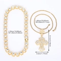 Hiphop gouden kruis hanger ketting set met strass tennis ketting en gedraaide ketting - Hanger Met Cubaanse Ketting En Twist-ketting / Goud