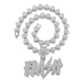 Silver hip hop heart link chain with iced-out FLASH lightning pendant for men and women - FLASH Letter Pendant Set / 10mm Cuban Chain (Watch Clasp) 20 inch / Silver