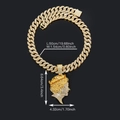 Detailed dimensions of the hip-hop queen pendant with iced-out cuban link chain - Gold Queen Pendant Only / Gold