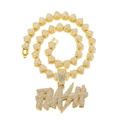 Gold hip-hop Cuban link heart chain with a crystal iced-out FLASH lightning pendant - FLASH Letter Pendant Set / 10mm Cuban Chain (Watch Clasp) 20 inch / Gold