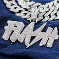 Silver FLASH letter pendant with iced out Cuban chain for hip hop street fashion - Pendant Only (No Chain) / Silver