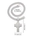Detailed specs of hip hop iced out cross pendant on a 20 inch silver Cuban link chain - Silver Pendant Only