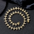 Close-up of golden hip hop cross link necklace with pavé diamonds on rock background - Bracelet (20cm) / Gold